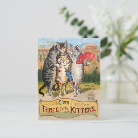 Three Little Kittens Mutter Gänsevorführung Postkarte (Stehend Vorderseite)