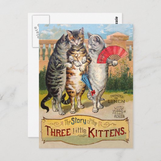 Three Little Kittens Mutter Gänsevorführung Postkarte (Vorne/Hinten)