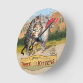 Three Little Kittens Mutter Gänsevorführung Runde Wanduhr (Winkel)