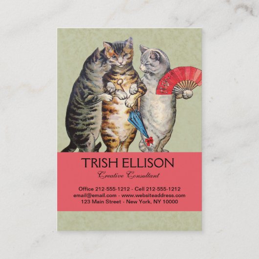 Three Little Kittens Mutter Gänsevorführung Visitenkarte (Rückseite)