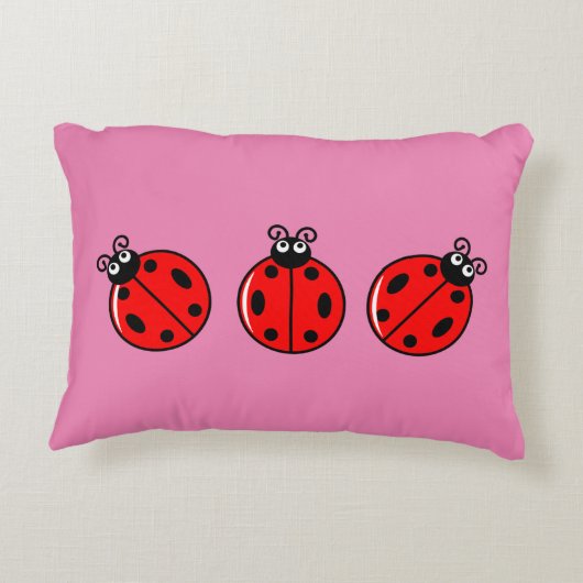 Three Little Ladybugs - Brushed Polyester Dekokissen (Rückseite)