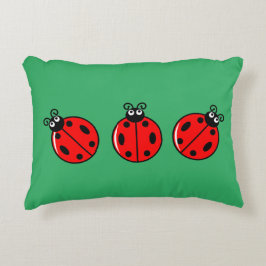Three Little Ladybugs - Brushed Polyester Dekokissen