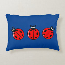 Three Little Ladybugs - Brushed Polyester Dekokissen