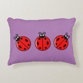 Three Little Ladybugs - Brushed Polyester Dekokissen