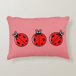 Three Little Ladybugs - Brushed Polyester Dekokissen