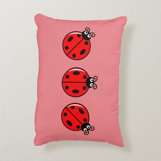 Three Little Ladybugs - Brushed Polyester Dekokissen (Rückseite(Vertikal))