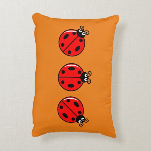 Three Little Ladybugs - Brushed Polyester Dekokissen (Rückseite(Vertikal))