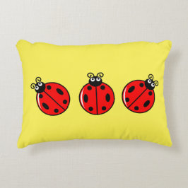 Three Little Ladybugs - Brushed Polyester Dekokissen