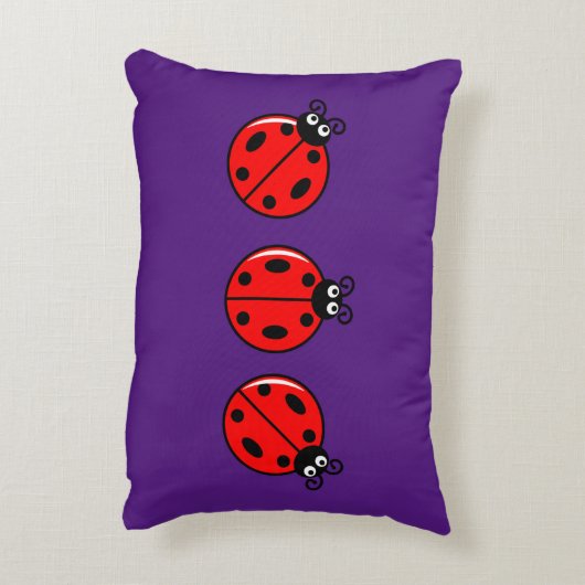 Three Little Ladybugs - Brushed Polyester Dekokissen (Rückseite(Vertikal))
