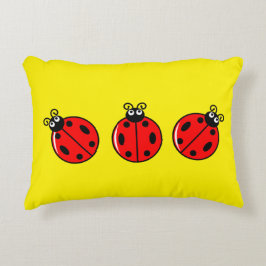 Three Little Ladybugs - Brushed Polyester Dekokissen
