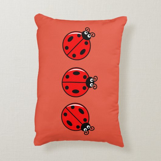 Three Little Ladybugs - Brushed Polyester Dekokissen (Rückseite(Vertikal))