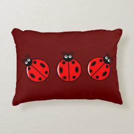 Three Little Ladybugs - Brushed Polyester Dekokissen