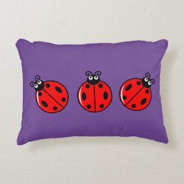 Three Little Ladybugs - Brushed Polyester Dekokissen