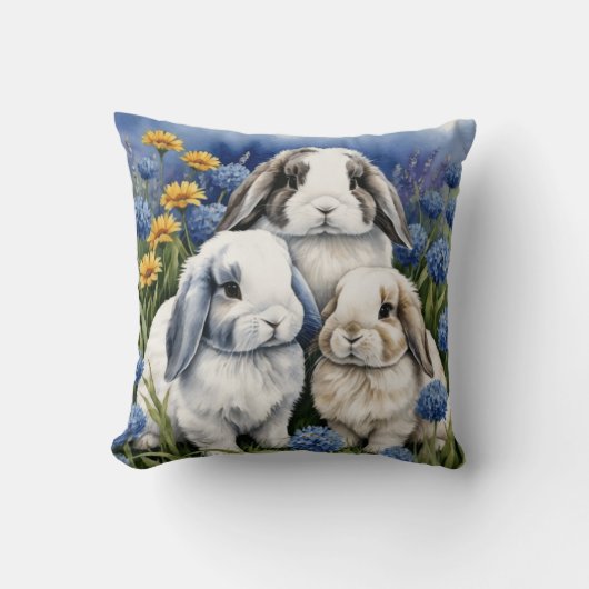 Three Little Lop Bunnies Kissen (Vorderseite)