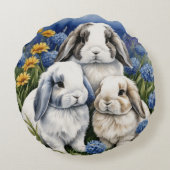 Three Little Lop Bunnies Rundes Kissen (Rückseite)