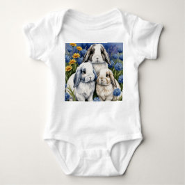Three Little Lop Bunny Rabbits Baby Strampler