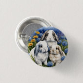 Three Little Lop Bunny Rabbits Button (Vorne & Hinten)
