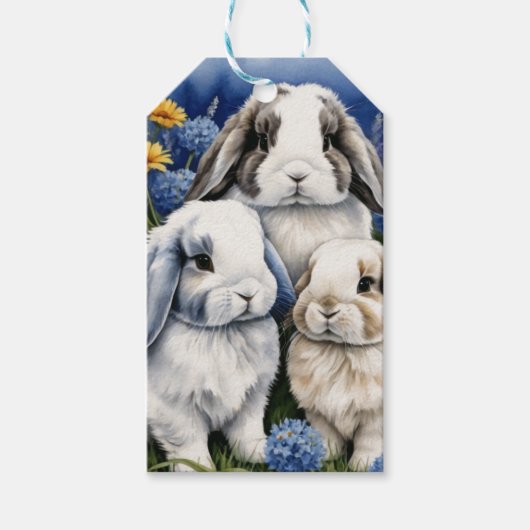 Three Little Lop Bunny Rabbits Geschenkanhänger (Vorderseite)