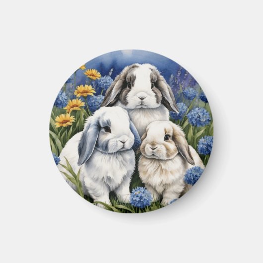 Three Little Lop Bunny Rabbits Magnet (Vorne)