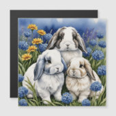 Three Little Lop Bunny Rabbits Magnetkarte (Vorne/Hinten)
