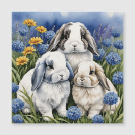 Three Little Lop Bunny Rabbits Magnetkarte