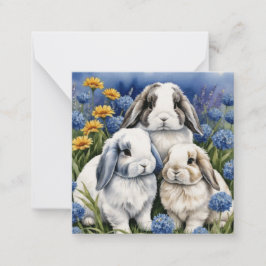 Three Little Lop Bunny Rabbits Mitteilungskarte