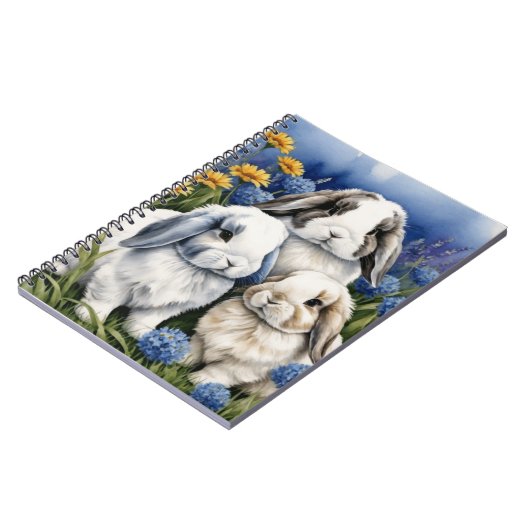 Three Little Lop Bunny Rabbits Notizblock (Linke Seite)