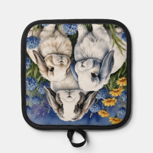 Three Little Lop Bunny Rabbits Oven Mitt & Pot Hol Topflappen (Vorderseite)