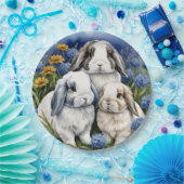 Three Little Lop Bunny Rabbits Pappteller (Party)