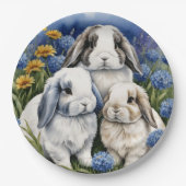 Three Little Lop Bunny Rabbits Pappteller (Vorderseite)