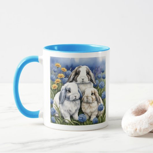 Three Little Lop Bunny Rabbits Tasse (Mit Donut)