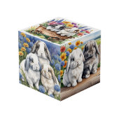 Three Little Lop Bunny Rabbits Würfel (Vorderseite Schrägansicht)