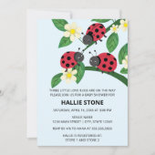 Three Little Love Bugs Ladybug Baby Shower Einladung (Vorderseite)