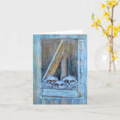 Three Little Owls Karte (Gelbe Blume)