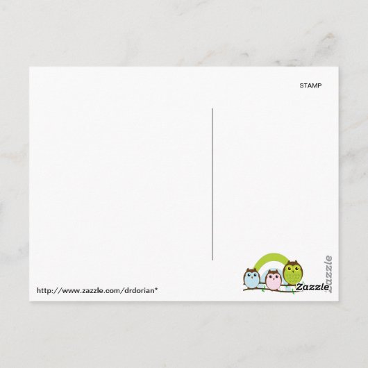 Three Little Owls Postkarte (Rückseite)