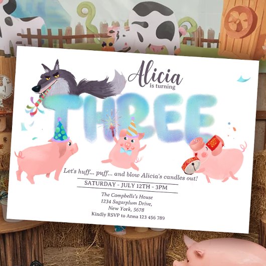 Three Little Pigs | Big Bad Wolf Storybook Einladung