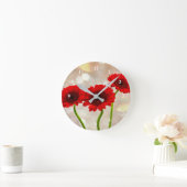 Three Little Red Gerberas Acrylic wall clock Runde Wanduhr (Zuhause)