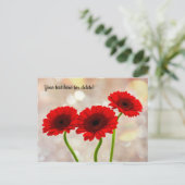 Three Little Red Gerberas Postcard Postkarte (Stehend Vorderseite)
