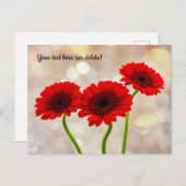 Three Little Red Gerberas Postcard Postkarte (Vorne/Hinten)