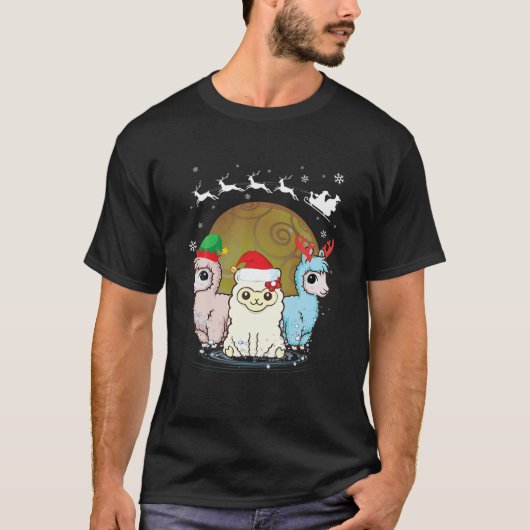 Three Llama Christmas Santa X-Mas Llama T-Shirt (Vorderseite)