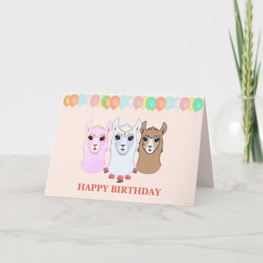 Three Llamas Birthday Card Karte (Vorderseite)