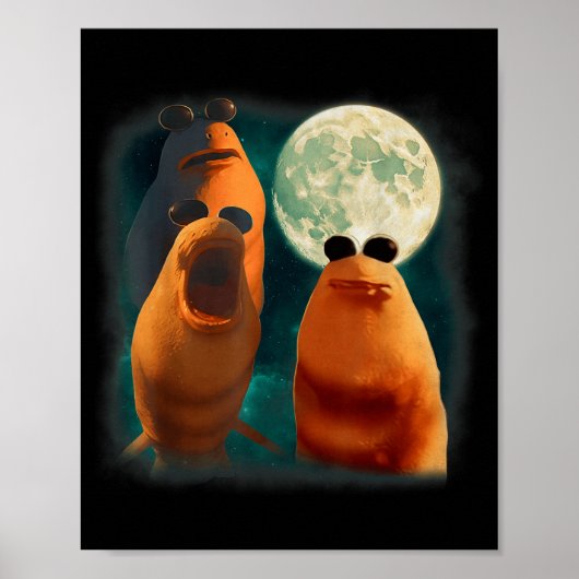 Three Marcus The Worm Howl At Moon Funny Marcus Me Poster (Vorne)