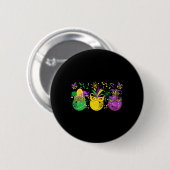 Three Mardi Gras Bowling Masked Jester Hats Parade Button (Vorne & Hinten)