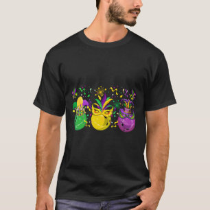 Three Mardi Gras Bowling von Masked Jester Hats Pa T-Shirt
