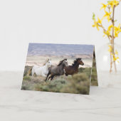 Three Mares Running Wild Horse Grußkarte Karte (Gelbe Blume)