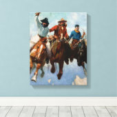 "Three Montana Cowboys" von W Herbert Dunton Leinwanddruck (Insitu (Holzboden))