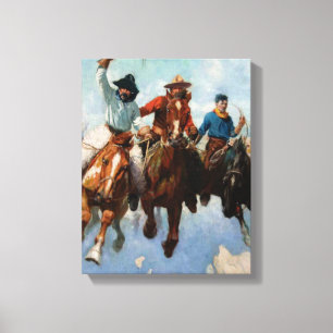 "Three Montana Cowboys" von W Herbert Dunton Leinwanddruck