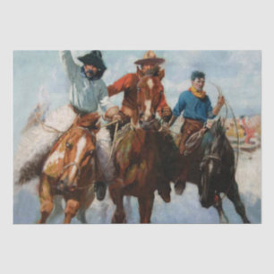 „Three Montana Cowboys“ von W Herbert Dunton Seidenpapier