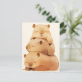 Three Napping Capybara Stack Minimalist Animal Postkarte (Stehend Vorderseite)