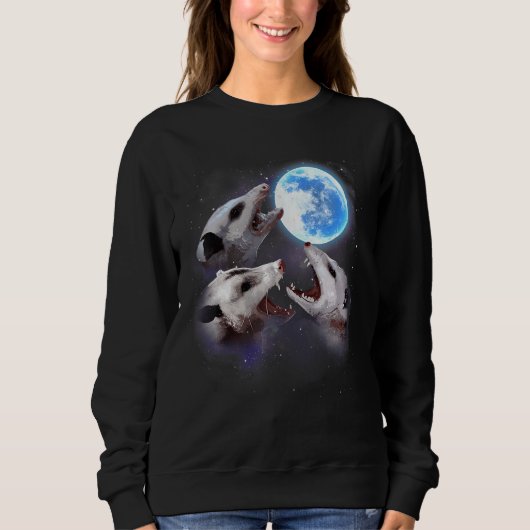 Three Opossum Moon Funny 3 Wolves Parody Lover Wel Sweatshirt (Vorderseite)